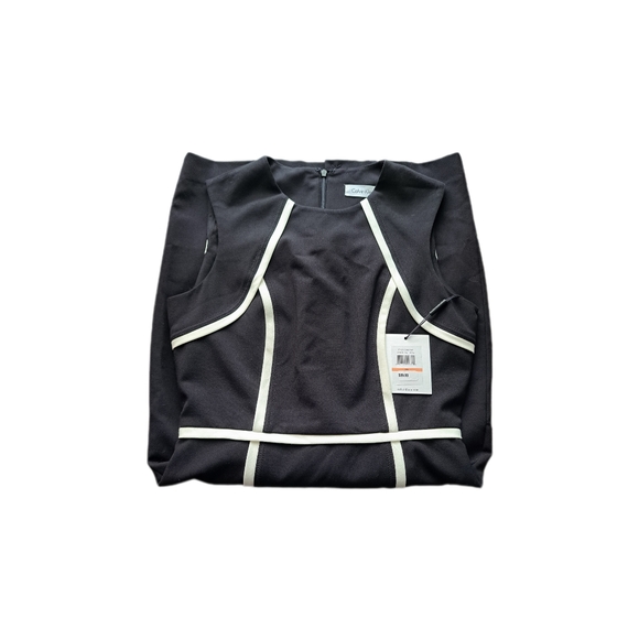 🔥Calvin Klein Black/White Sleevless Sheath Dress Size 2P NWT - Picture 7 of 12